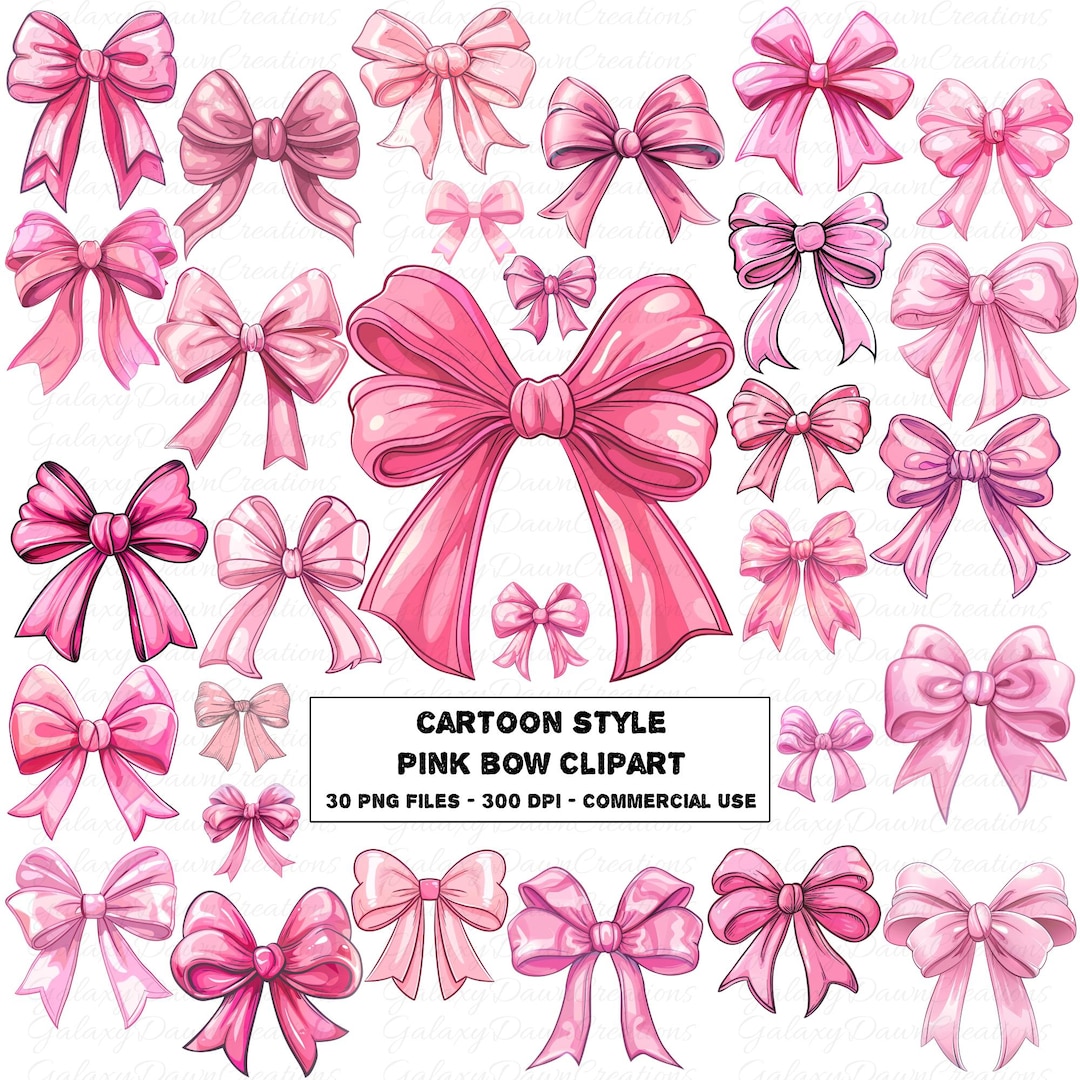Pink Bow Clipart, Cute Cartoon Style Hair Ribbon PNG, Coquette ...
