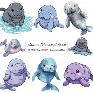 Clipart kawaii zeekoe, schattige cartoon diepzeekoe PNG, Aquatic Happy Ocean Animal-illustraties, zeeleven waterdieren illustratie-element