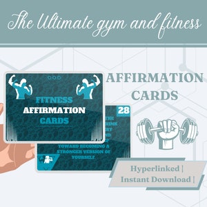 Fitness Affirmation Cards, Workout Quotes, DIGITAL Daily Health, Weight Loss Affirmations, Set of 30 Printable Cards For Motivation