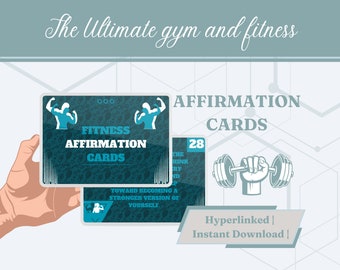 Fitness Affirmation Cards, Workout Quotes, DIGITAL Daily Health, Weight Loss Affirmations, Set of 30 Printable Cards For Motivation