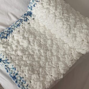 Unique Blueberry Dot and White Crochet Baby Blanket. Shower Gift, Nursery Docor, Car Seat Blanket. Stroller blanket,travel blanket