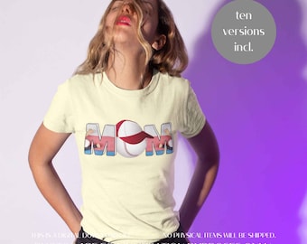 Baseball MOM png | 10 Retro Mom Sublimation Designs | Best Seller Digital Tee Shirt png | Varsity Mama Mothers Day Downloadable PNG