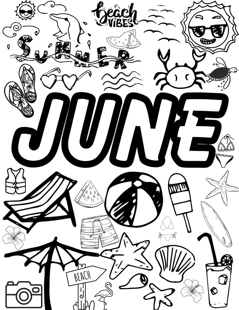 June Coloring Page Etsy