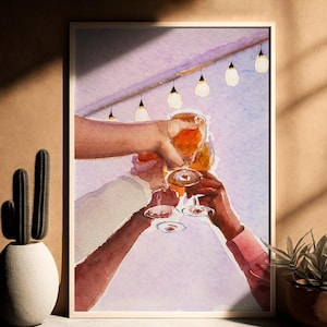 Stampa artistica da parete "Cheers", decorazione da parete per carrello bar, cartello "Cheers", accessori per carrello bar, arte per carrello bar, arredamento per la casa, download digitale