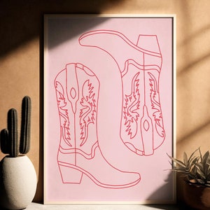 Cowgirl Boots Poster, Digital Download, Coastal Cowgirl Boots Print, Costal Cowgirl Wall Art, Preppy Coastal Aesthetic, Coastal Prints
