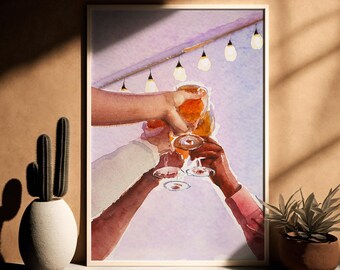 Cheers Print Wall Art, Bar Cart Wall Decor, Cheers Sign, Bar Cart Accessories, Bar Cart Art, Home decor,  Digital Download