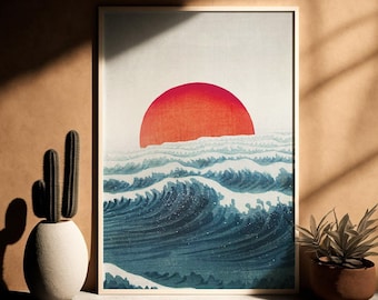 Sun Landscape Wall Art, Sun Print, Digital Download, Printable Wall Art, Sea Print, Wall Decoration, Ocean Print