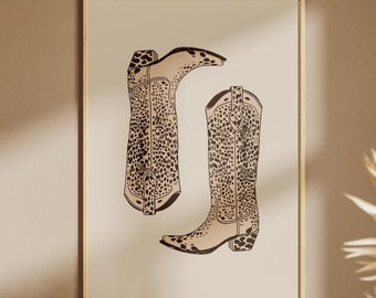 Cowgirl Boots, Cheetah Print, Western Print, Cowgirl Boots Cheetah Print, Cowgirl Print,Preppy Western Decor, Rodeo Wall Art,Coquette Poster