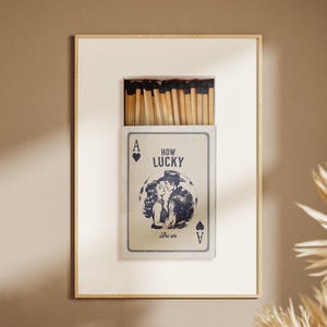 Impresión de caja de cerillas, Qué afortunados somos, Impresión del oeste, Decoración de vaquera, Impresión de vaquero, Impresión de caja de cerillas vintage, Arte de pared de moda, Impresión vintage