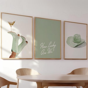 Sage Green Print Set 3, Digital Download, Sage Green Gallery, Digital Download, Wall Set Art, Cowgirl Print, Western Print, Martini Print