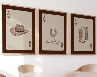 Cheetah Print Set 3, Digital Download, Poker Cards Set, Trendy Poster, Set of 3 Digital Download, Wall Set Art, Cowgirl Print, Western Print