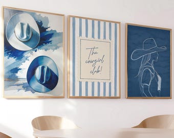Navy Blue Print Set 3, Digital Download, Navy Blue Gallery, Set of 3 Digital Download, Cowgirl Print, Western Print, Dry Martini Print