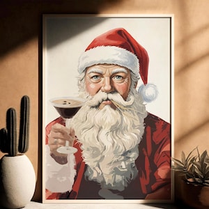 Santa Claus Espresso Martini Print, Fun Wall Art, Christmas Decor, Santa Claus Print, Christmas Wall Art, Christmas Print, Western Christmas