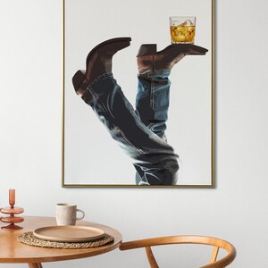 Cowboy Whisky on the Rocks, Digital Nedladdning, Rodeo Poster, Västra Väggkonst, Cowboy Boots, Bottoms Up, Western Print, Cowboy Print, Western bild 9