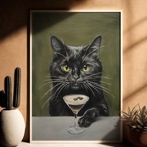 Black Cat Espresso Martini, Digital Download, Espresso Martini, Espresso Martini Wall Art, Espresso Martini Wall Art, Cat Wall Art,Black Cat