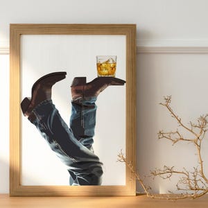 Cowboy Whisky on the Rocks, Digital Nedladdning, Rodeo Poster, Västra Väggkonst, Cowboy Boots, Bottoms Up, Western Print, Cowboy Print, Western bild 3