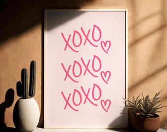 Xoxo Poster, Digital Download, Valentines Print, Pink Coastal Cowgirl Print, Girly Wall Art, Cute Apartment Aesthetic,Preppy Dorm,Pink Decor