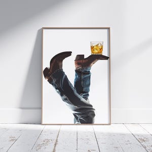 Cowboy Whisky on the Rocks, Digital Nedladdning, Rodeo Poster, Västra Väggkonst, Cowboy Boots, Bottoms Up, Western Print, Cowboy Print, Western bild 8