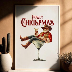 Western Santa Print, Fun Wall Art, Christmas Decor, Cowboy Santa, Christmas Wall Art, Preppy Decor, Christmas Print, Western Christmas,Santa