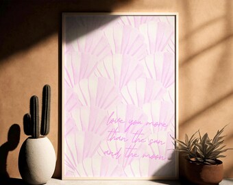 Sea Shell Long Pink Print, Coastal Print, Retro Trendy Aesthetic Print,Western Poster,Coastal Cowgirl wall art,Western Wall Art, Quote Print