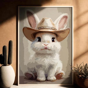 Bunny Wall Art, Easter Print, Digital Download, Western Print, Cowboy Print, Western Wall Art, Easter Wall Art, Easter Decor, Bunny Western
