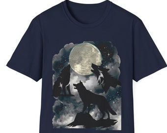 Camisa gráfica Vintage Wolf de los años 90, camiseta con gráficos Wolf Moon, Wild Free Ami,al, camiseta vintage divertida de Wolf, camiseta retro meme, lindo regalo de lobo