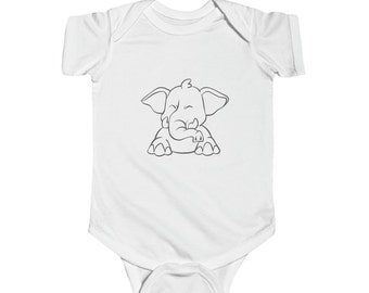 Infant Fine Bodysuit, Elephant Romper, Natural Baby Bodysuit, Elephant Cutie Baby Onesie, Gift For New Parents, Funny Baby Elephant Cloth