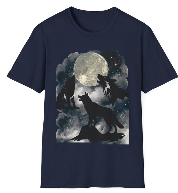 Howling Wolf Silhouette T Shirt Wild & Free Wolf Spirit Tee Howling Wolf Silhouette T Shirt Wild & Free Wolf Spirit Tee