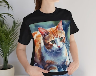 Camisa de gato divertida, camiseta gráfica de mujer con estilo, camiseta de gato de agua, top de animal salvaje, camiseta de amante de los gatos, camiseta de moda fresca, camisa de gato de papá, camiseta de amante de las mascotas