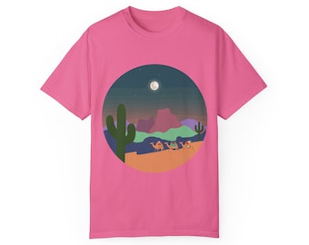 Camiseta Desert Moon, camiseta unisex teñida en prenda, sudadera con estilo Desert, camiseta de cactus, camiseta Moonnight, Desert Vibes, camiseta occidental