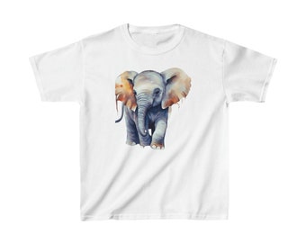 Camiseta para niños con elefante bebé, camisa de animales safari para niñas, divertida y linda camiseta para niños pequeños, amante del elefante bebé, camiseta de algodón pesado para niños, de moda