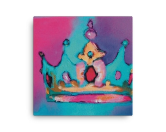 Wall Decor Bedroom Children’s Princess Crown Oil Painting Canvas Print