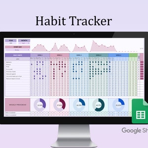 2024 Habit Tracker Spreadsheet | Google Sheets Template | Daily Habit | Planner Goal | Tracker Weekly Habit Goal Planner Routine Habit Track