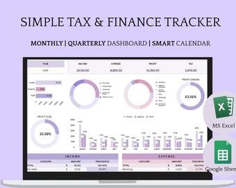 2026 Simple Tax Finance Tracker | Budget Template | Financial Planner | Bookkeeping Template | Accounting Template | Budget Planner