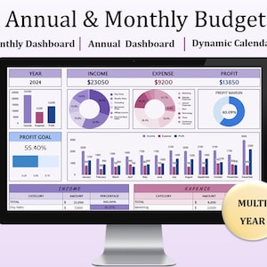 2024 Annual Budget Google Sheets | Budget Template | Financial Planner | Monthly Budget Dashboard | Personal Finance