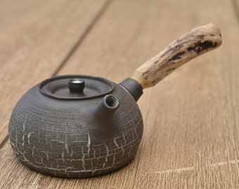 Raw Clay and White Crackle Kyusu