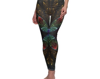 Leggings de yoga décontractés psychédéliques vibrants multicolores pour femmes (AOP)