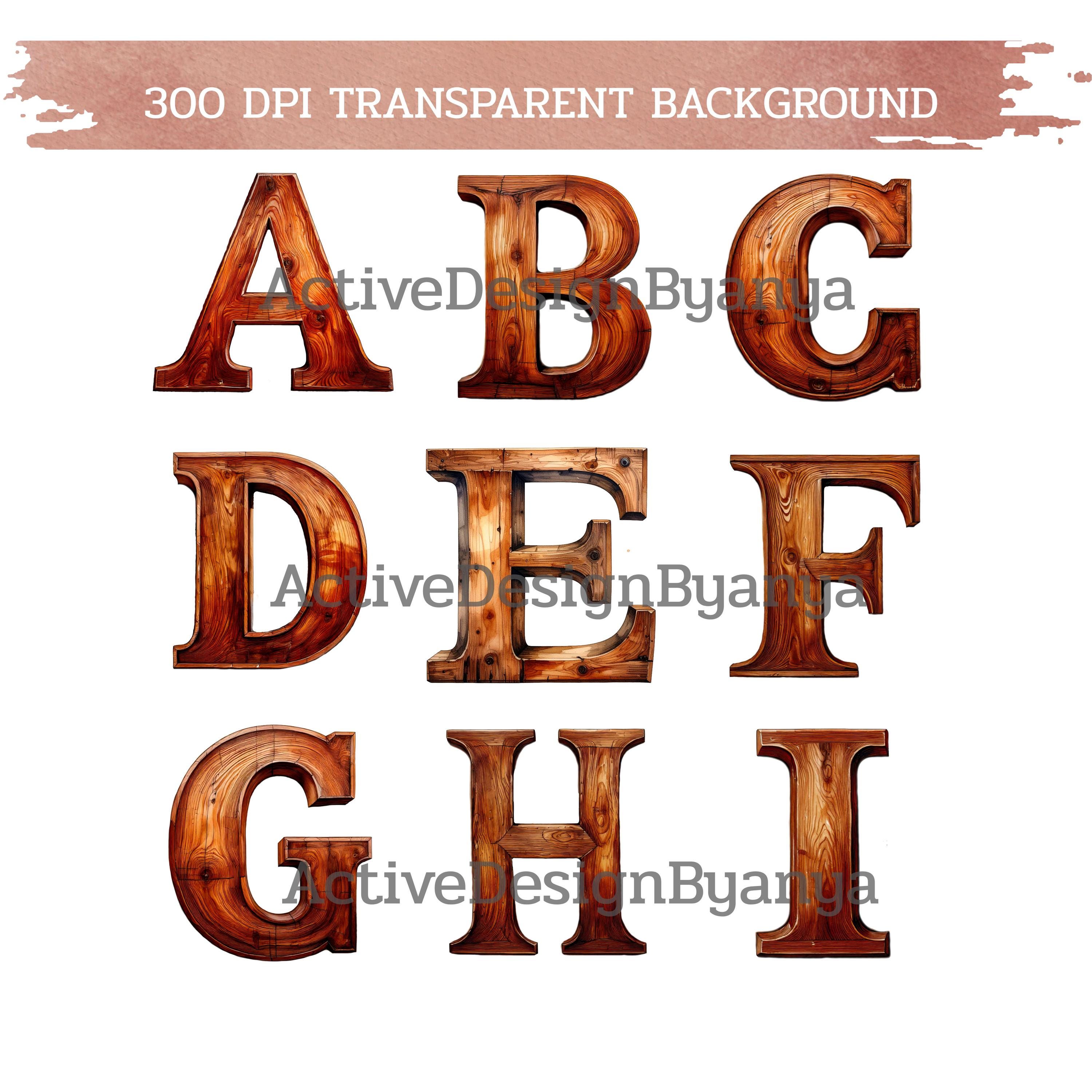 Rustic Wood Alphabet & Numbers PNG Clipart: Farmhouse Font (digital ...