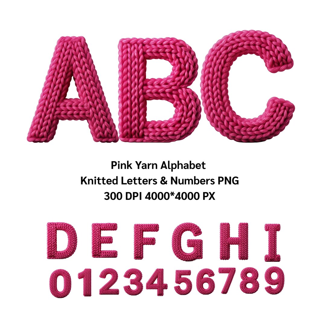 Yarn Letter R Pink Yarn Alphabet • Knitted Letters & Numbers PNG, Alphabet PNG, 300 ...