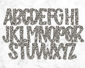 Giraffe Print Alphabet PNG Bundle, Safari Monogram Letters, Animal Pattern ABC Clipart, Neutral Alphabet Set, Nursery Typography.