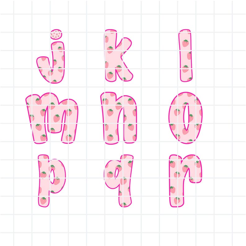 Strawberry Alphabet PNG Bundle Pink Letter Set Sublimation Font Clipart ...