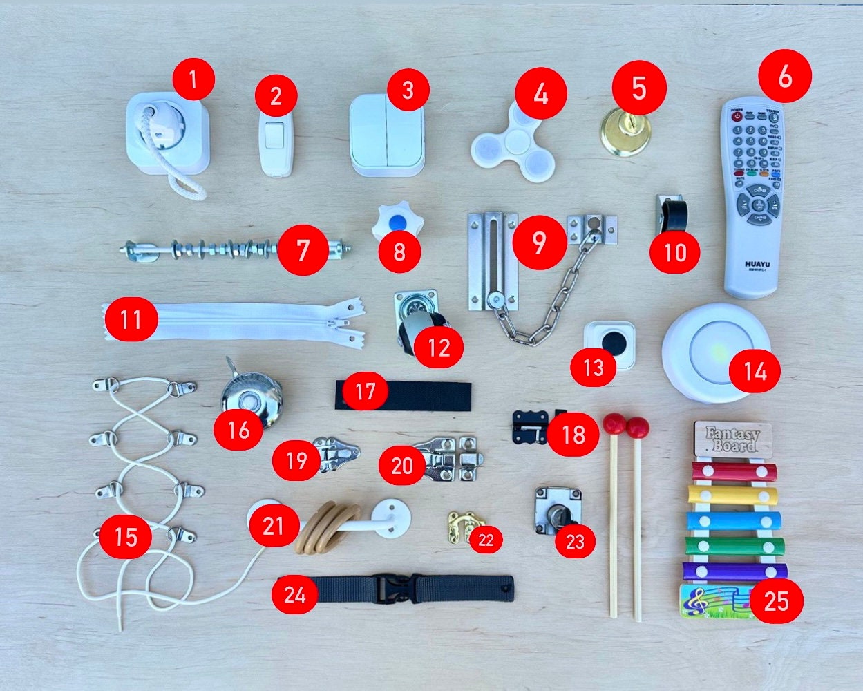 Sensory board elements, Toddler busy board latches, Wooden busy board parts DIY, busy board pieces, busy board accessories, Montessori toys