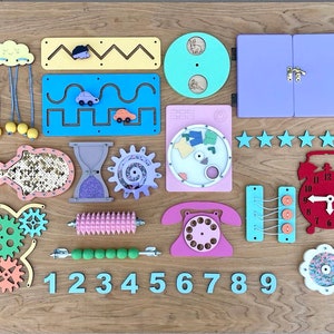 Wooden toddler busy board details, Montessori sensory board parts, Busy board accesories DIY, Activity board pieces kit, Busy board zubehr