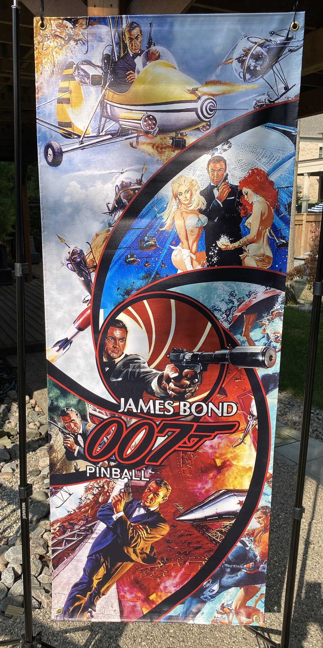 James Bond Pinball Machine Banner, Custom Design, 24' X 62' Game Room ...
