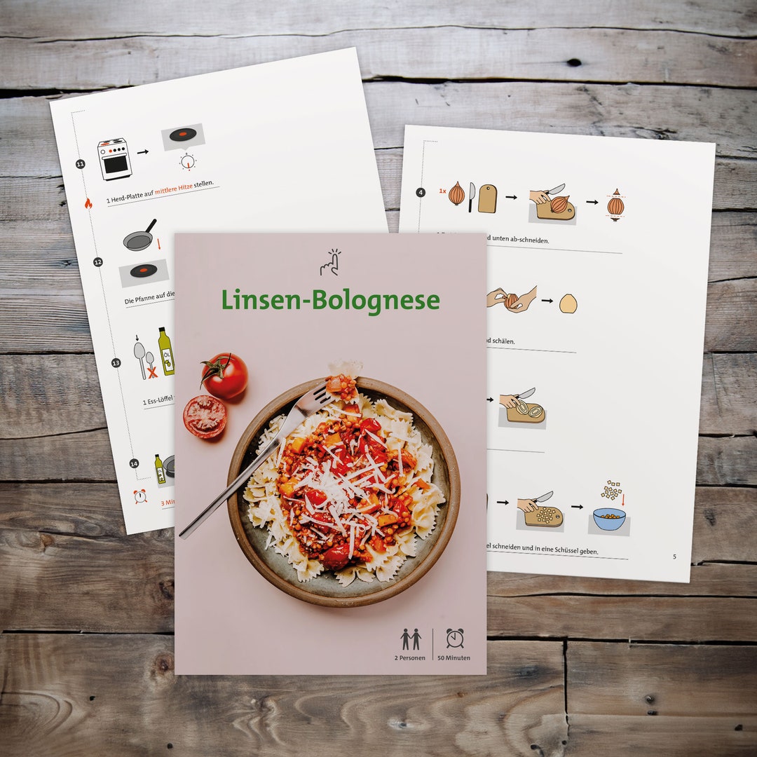 Recipe in Easy Language, Lentil Bolognese / Picture Recipe for Children