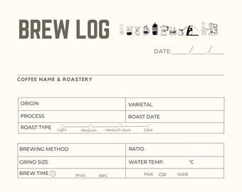Hoja de cata de café imprimible, Diario de café, Diario de café en PDF, Diario de cata de café, Regalo para amantes del café, Notas de cata de café