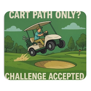 Muismat, kar pad chaos uitdaging geaccepteerd golf mousepad, grappig duffers cadeau, antislip bureaumat, golfkar off-road kantoordecor