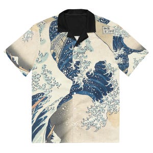 Hokusai Inspired The Great Wave Off Kanagawa Button-Up Shirt
