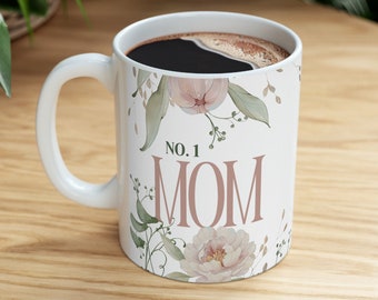 Peony Mom Mug, Mothers Day Mug, New Mom Gift, New Mom Mug, Christmas Gift for Mom, Number 1 Mom Mug, Watercolor Florals