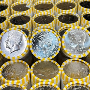 ESTATE SALE ~ Unopened Half Dollar Coin Roll ~ 20 Copper/Nickel Kennedy Halves ~ FREE 1 Gram Valcambi Silver Bar With Bulk Purchase!!